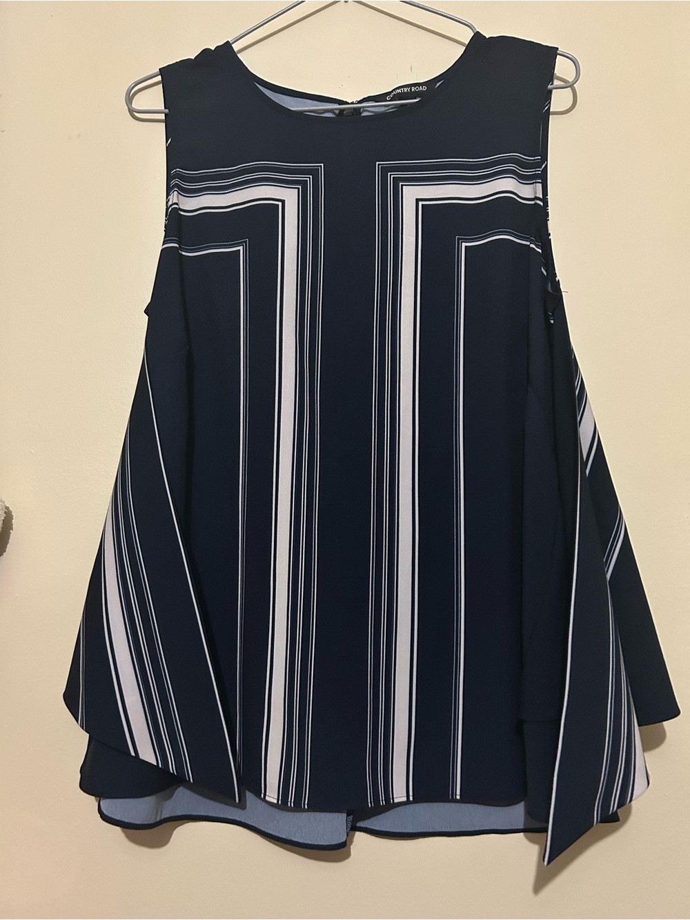 Country Road Navy Top with White Geometric Print